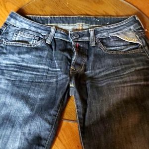 REPLAY Distressed Button-fly Jeans Size 27 L 32